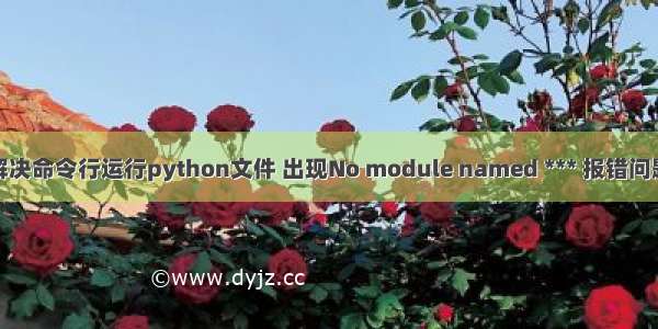 解决命令行运行python文件 出现No module named *** 报错问题