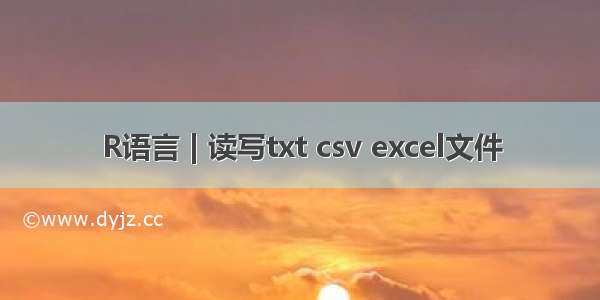 R语言 | 读写txt csv excel文件