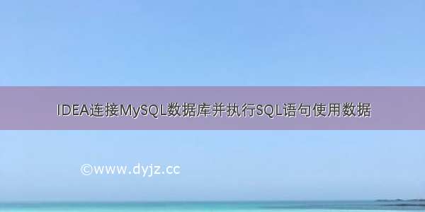 IDEA连接MySQL数据库并执行SQL语句使用数据