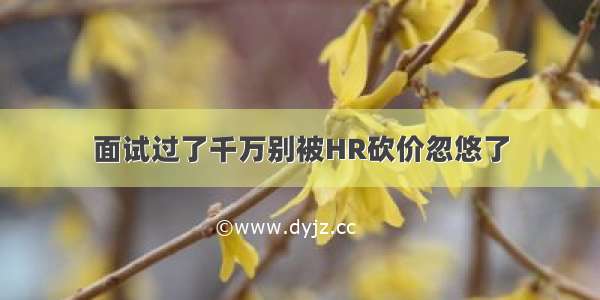 面试过了千万别被HR砍价忽悠了