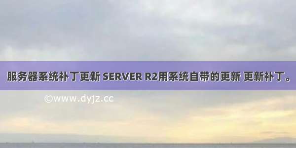 服务器系统补丁更新 SERVER R2用系统自带的更新 更新补丁。