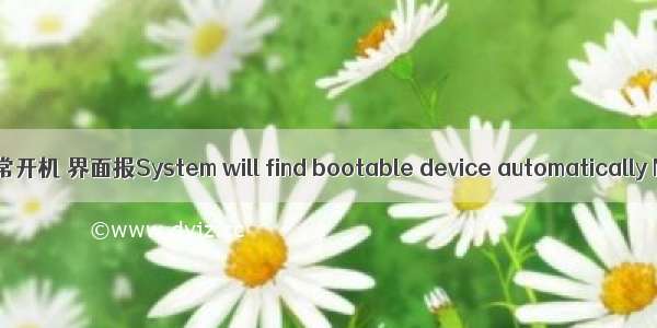 重装系统后服务器无法正常开机 界面报System will find bootable device automatically No bootable device