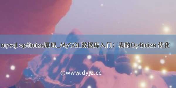 mysql optimize原理_MySQL数据库入门：表的Optimize 优化