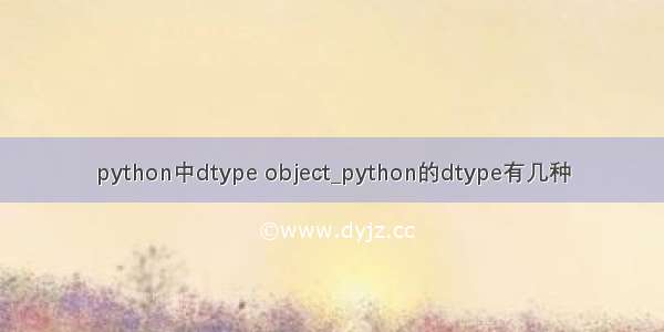 python中dtype object_python的dtype有几种