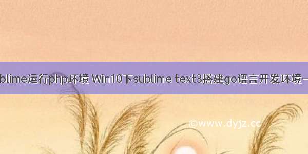 win10 sublime运行php环境 Win10下sublime text3搭建go语言开发环境--工具篇