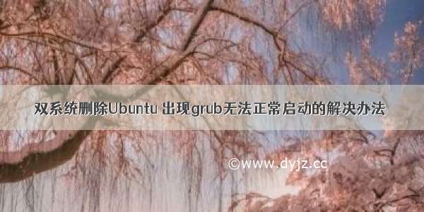 双系统删除Ubuntu 出现grub无法正常启动的解决办法