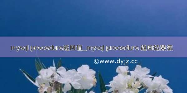 mysql procedure返回值_mysql procedure 返回结果集