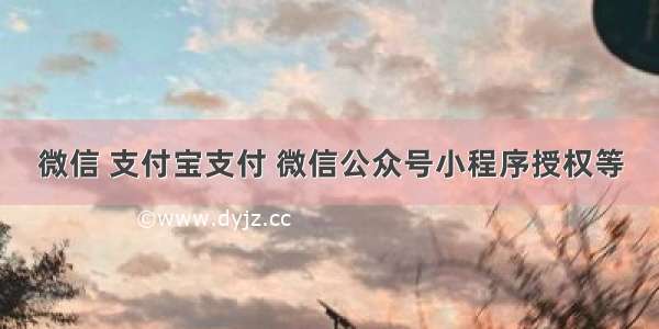 微信 支付宝支付 微信公众号小程序授权等