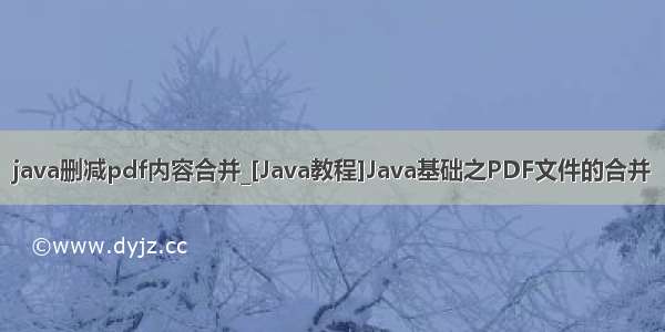 java删减pdf内容合并_[Java教程]Java基础之PDF文件的合并