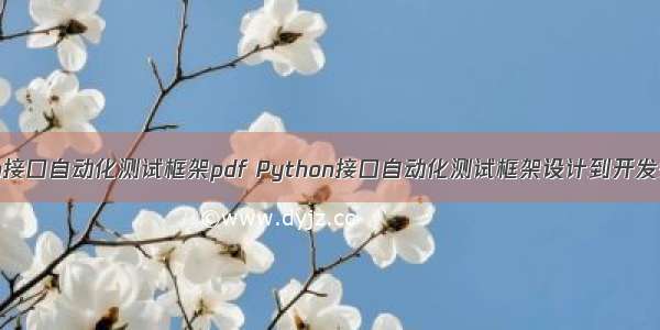 python接口自动化测试框架pdf Python接口自动化测试框架设计到开发完整版