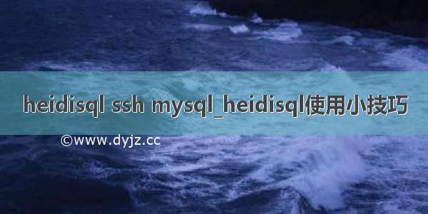 heidisql ssh mysql_heidisql使用小技巧