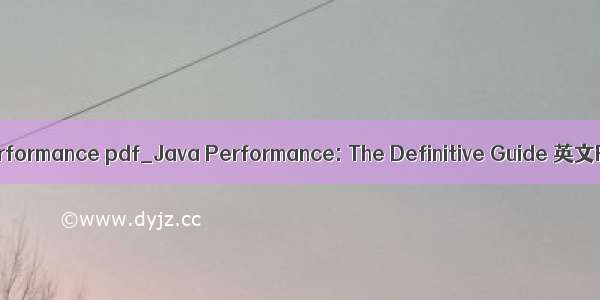 java performance pdf_Java Performance: The Definitive Guide 英文PDF