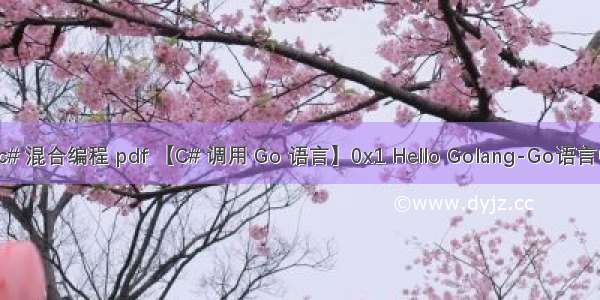 go语言 c# 混合编程 pdf 【C# 调用 Go 语言】0x1 Hello Golang-Go语言中文社区