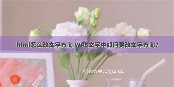 html怎么改文字方向 WPS文字中如何更改文字方向？