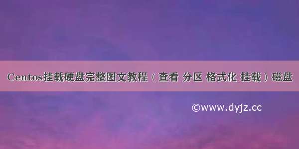 Centos挂载硬盘完整图文教程（查看 分区 格式化 挂载）磁盘