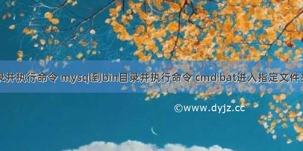 cmd到指定目录并执行命令 mysql到bin目录并执行命令 cmd bat进入指定文件夹中并执行命令