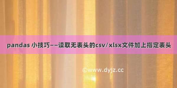 pandas 小技巧——读取无表头的csv/xlsx文件加上指定表头