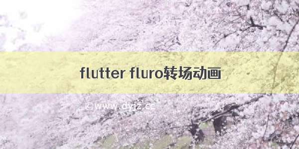 flutter fluro转场动画