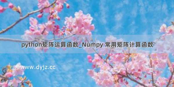 python矩阵运算函数_Numpy 常用矩阵计算函数