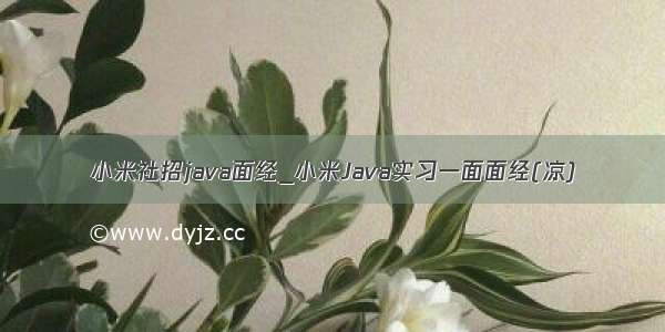 小米社招java面经_小米Java实习一面面经(凉)