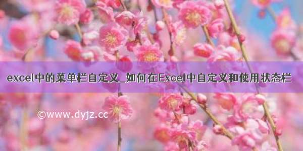 excel中的菜单栏自定义_如何在Excel中自定义和使用状态栏