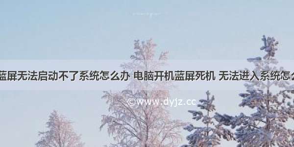 计算机蓝屏无法启动不了系统怎么办 电脑开机蓝屏死机 无法进入系统怎么办？...