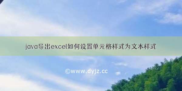 java导出excel如何设置单元格样式为文本样式