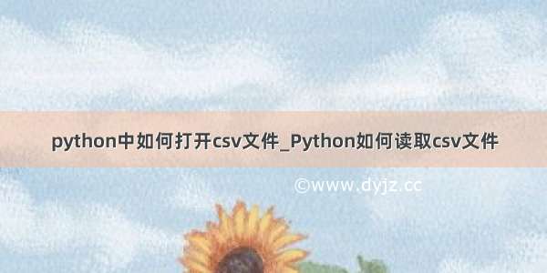 python中如何打开csv文件_Python如何读取csv文件