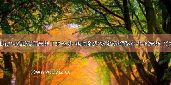 xp计算机用户名和密码忘记了怎么办 电脑的XP系统密码被不小心忘记了怎么办?...