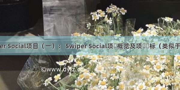 Swiper Social项目（一）： Swiper Social项⽬概览及项⽬⽬标（类似于探探）