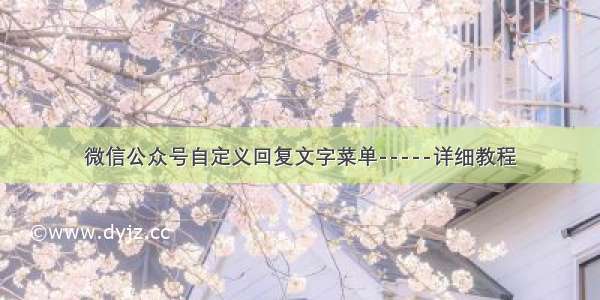 微信公众号自定义回复文字菜单-----详细教程