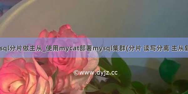 mysql分片做主从_使用mycat部署mysql集群(分片 读写分离 主从复制)