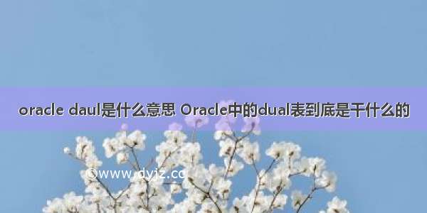 oracle daul是什么意思 Oracle中的dual表到底是干什么的