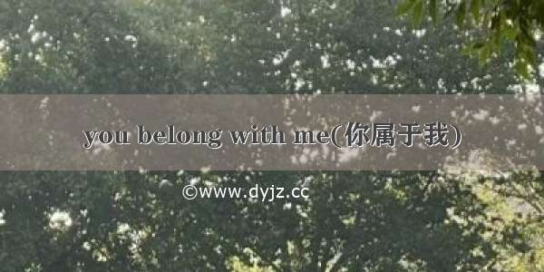 you belong with me(你属于我)