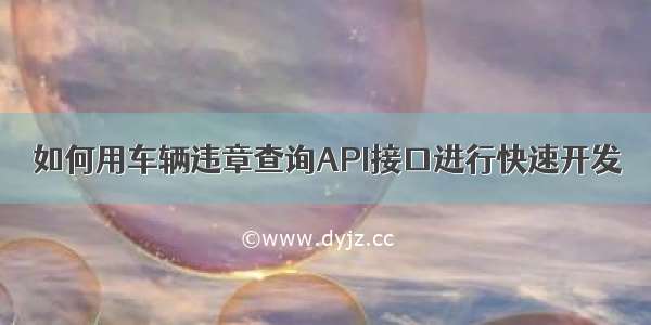 如何用车辆违章查询API接口进行快速开发