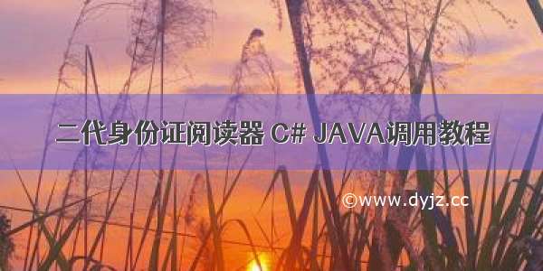 二代身份证阅读器 C# JAVA调用教程