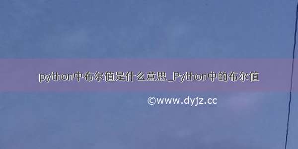 python中布尔值是什么意思_Python中的布尔值