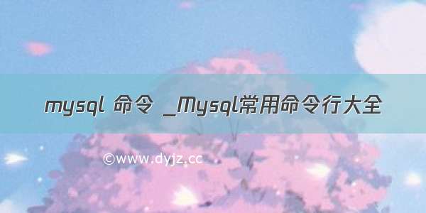 mysql 命令 _Mysql常用命令行大全