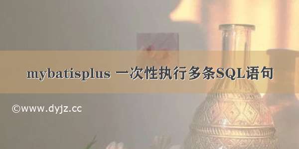 mybatisplus 一次性执行多条SQL语句