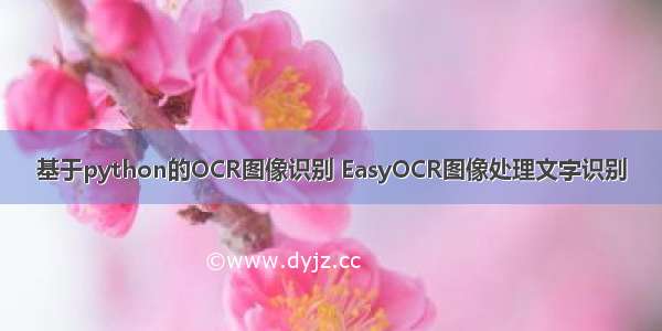 基于python的OCR图像识别 EasyOCR图像处理文字识别