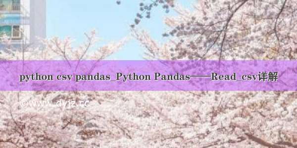 python csv pandas_Python Pandas——Read_csv详解