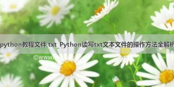 python教程文件 txt_Python读写txt文本文件的操作方法全解析