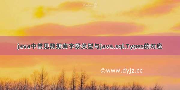 java中常见数据库字段类型与java.sql.Types的对应