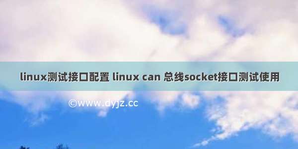 linux测试接口配置 linux can 总线socket接口测试使用