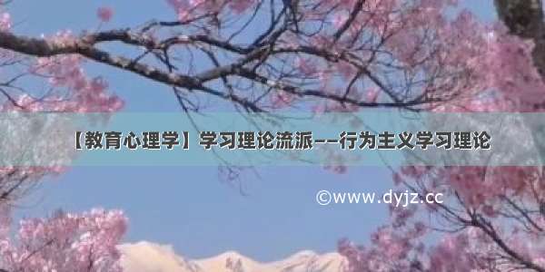 【教育心理学】学习理论流派——行为主义学习理论