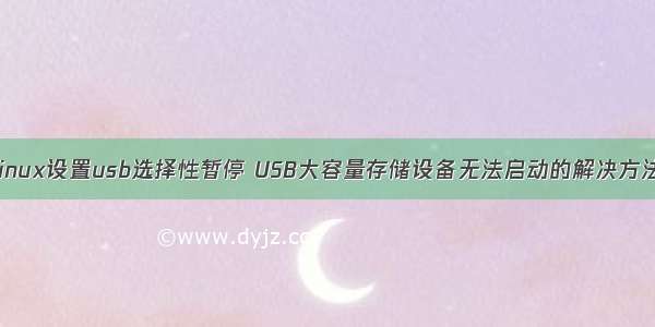 linux设置usb选择性暂停 USB大容量存储设备无法启动的解决方法