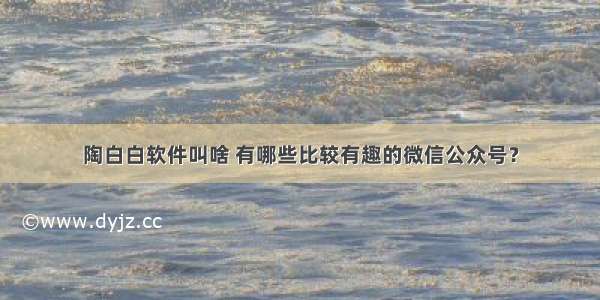 陶白白软件叫啥 有哪些比较有趣的微信公众号？