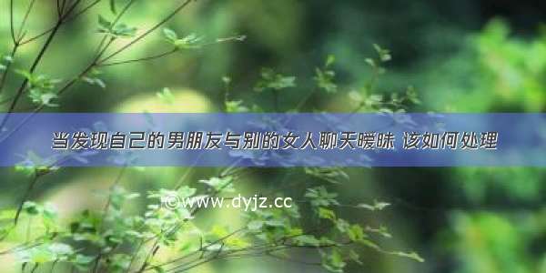 当发现自己的男朋友与别的女人聊天暧昧 该如何处理