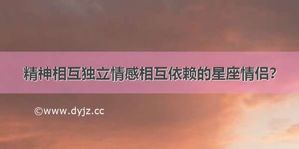 精神相互独立情感相互依赖的星座情侣？