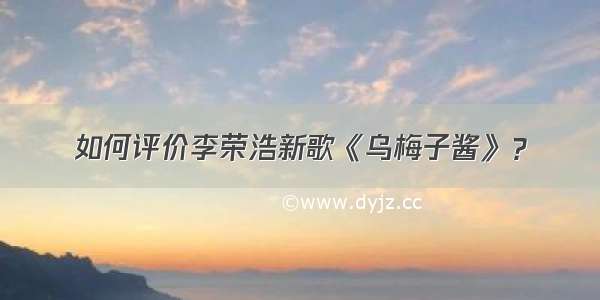 如何评价李荣浩新歌《乌梅子酱》？